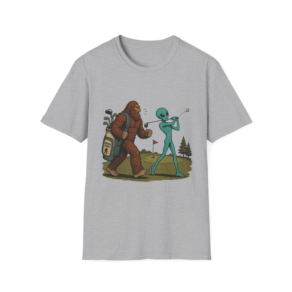 SASQUATCH ALIEN GOLF SHOWDOWN T-SHIRT