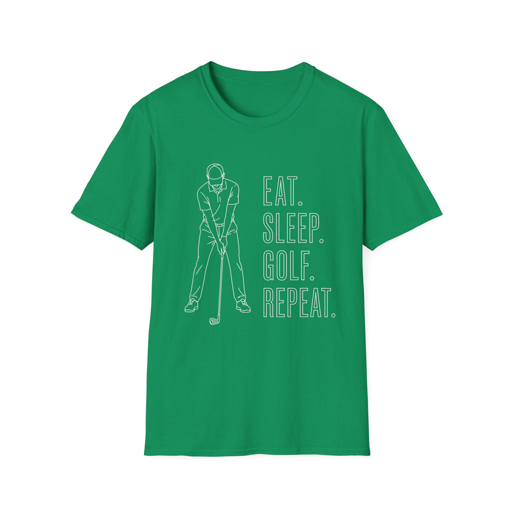 EAT SLEEP GOLF REPEAT WHITE TEXT T-Shirt