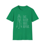 EAT SLEEP GOLF REPEAT WHITE TEXT T-Shirt