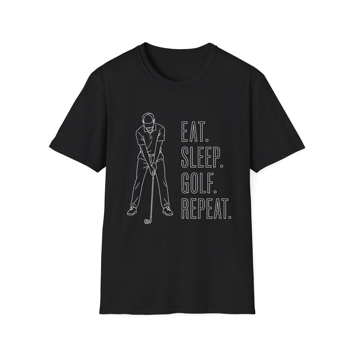 EAT SLEEP GOLF REPEAT WHITE TEXT T-Shirt
