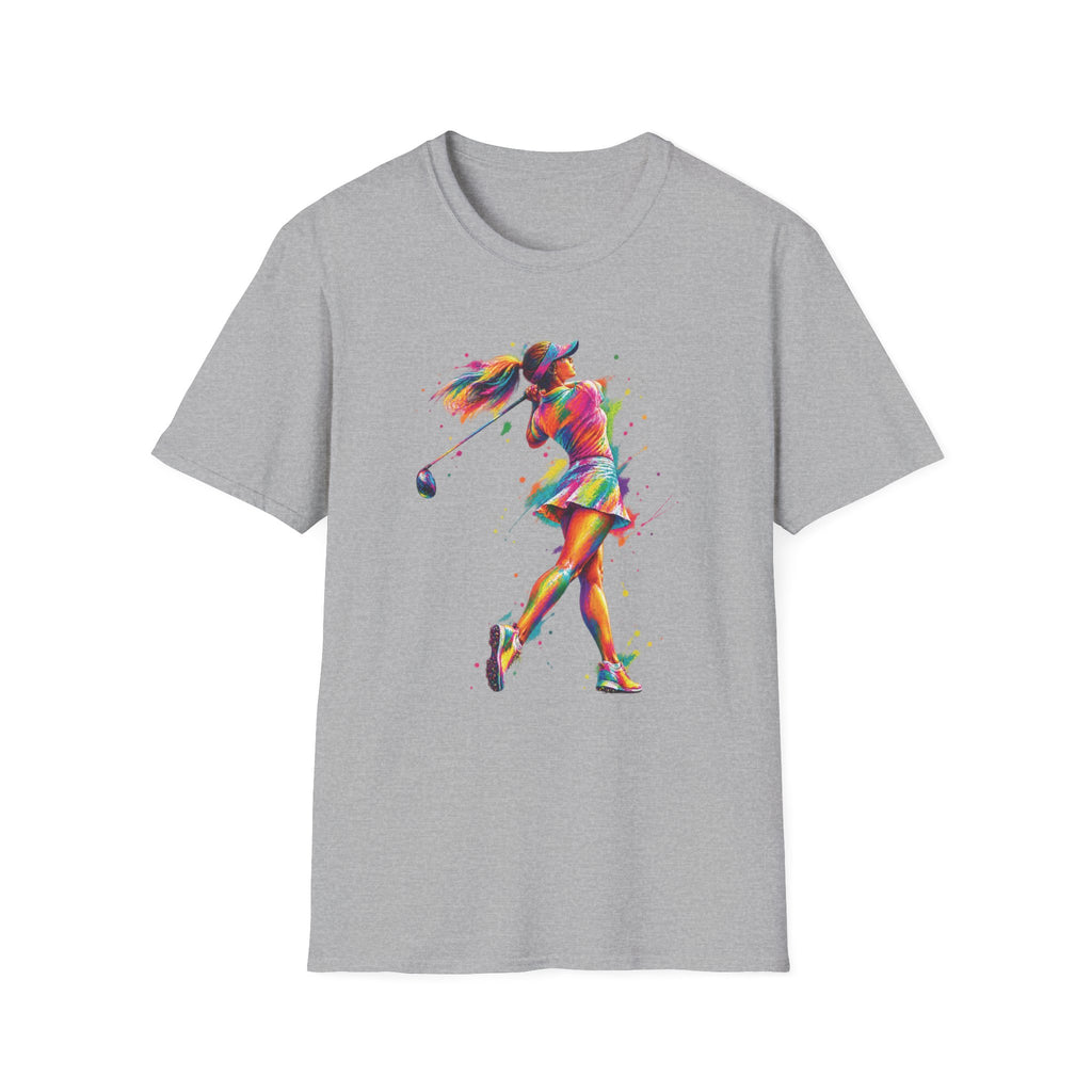 colorful paint splash woman golfer T-Shirt