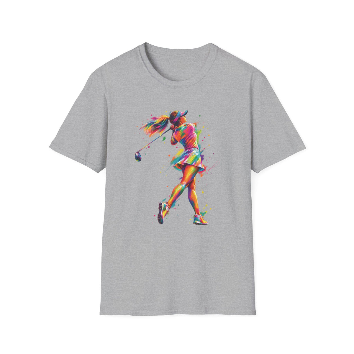 colorful paint splash woman golfer T-Shirt