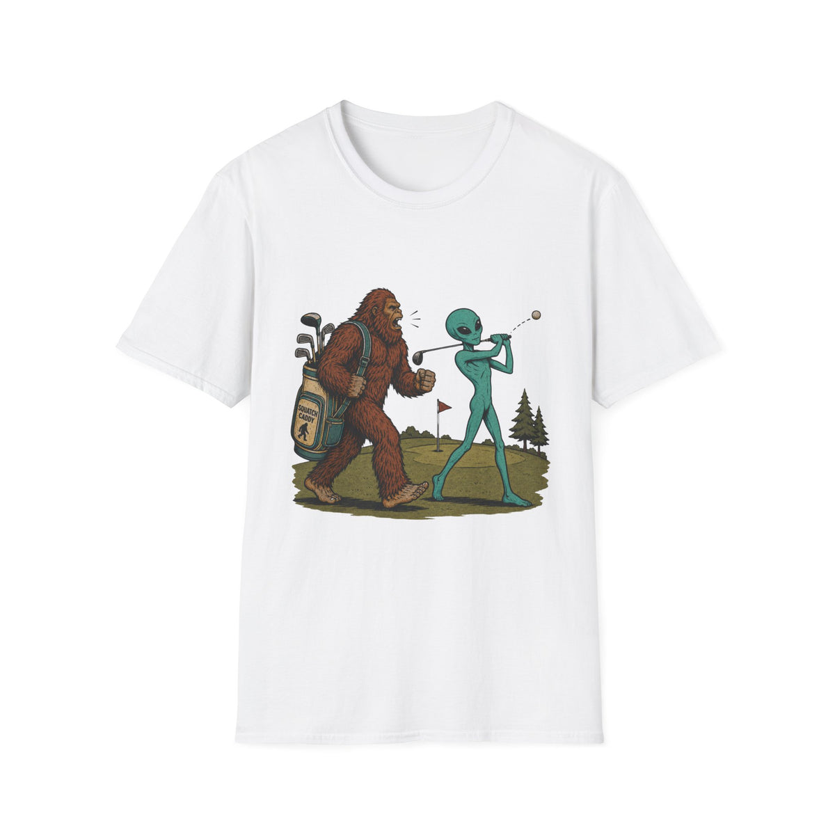 SASQUATCH ALIEN GOLF SHOWDOWN T-SHIRT