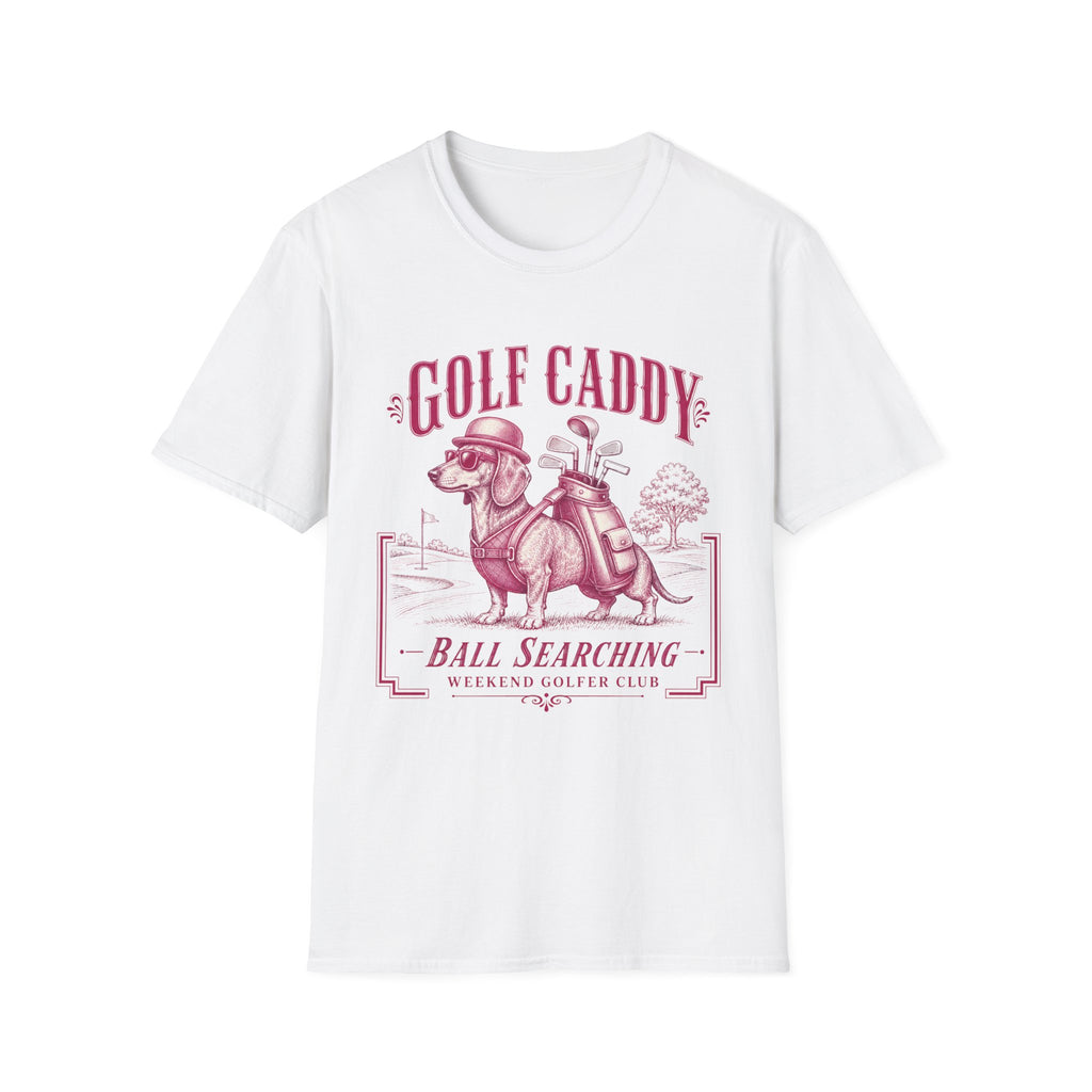 GOLF CADDY DACHSHUND BOWLER HAT PINK 61 T-SHIRT