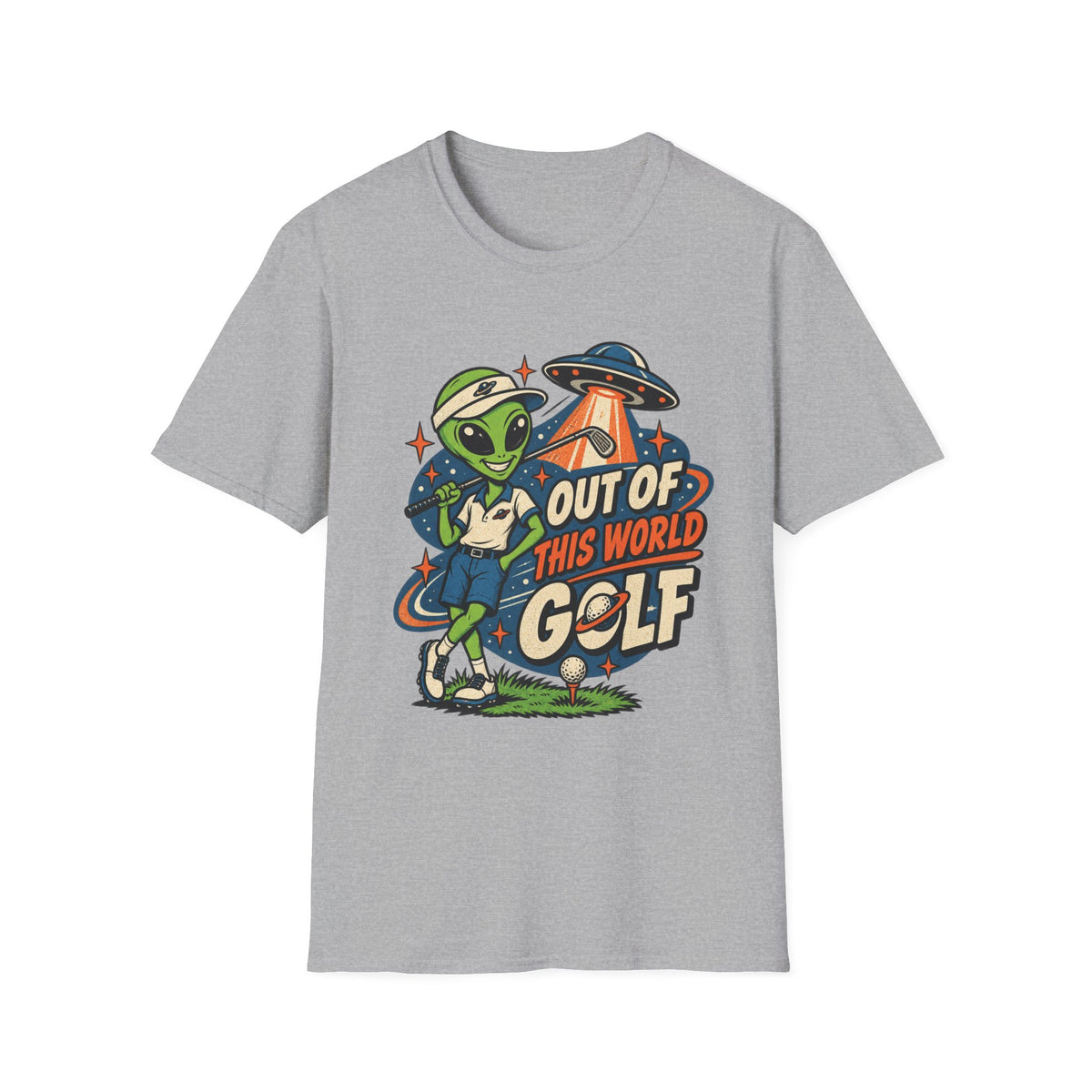 OUT OF THIS WORLD GOLF ALIEN T-SHIRT