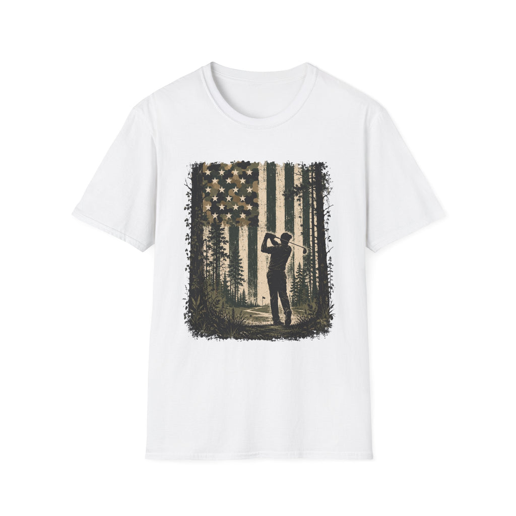 CAMO AMERICAN FLAG GOLFER SILHOUETTE 83 T-SHIRT