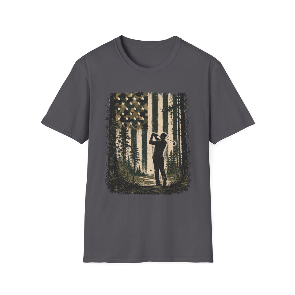 CAMO AMERICAN FLAG GOLFER SILHOUETTE 83 T-SHIRT