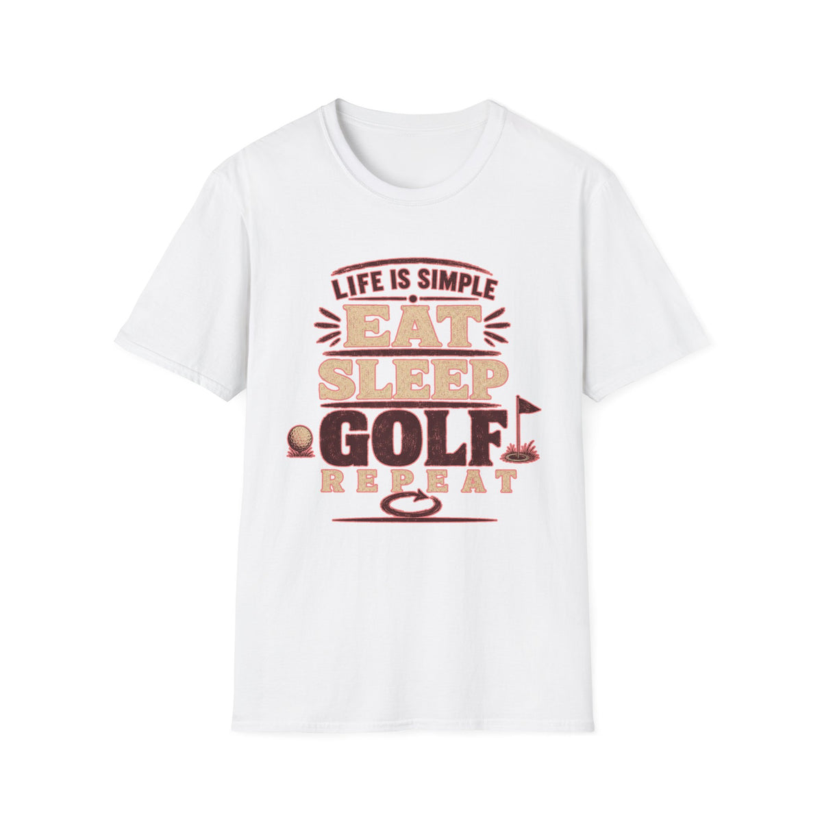 EAT-SLEEP-GOLF-REPEAT-QUOTE T-SHIRT