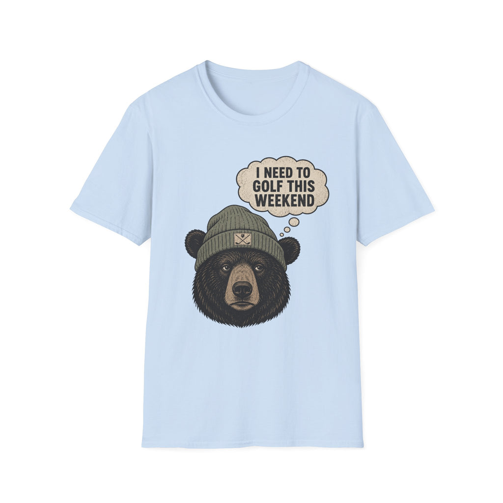 BEAR-BEANIE-GOLF-WEEKEND-THOUGHT-GRAY-73 T-SHIRT