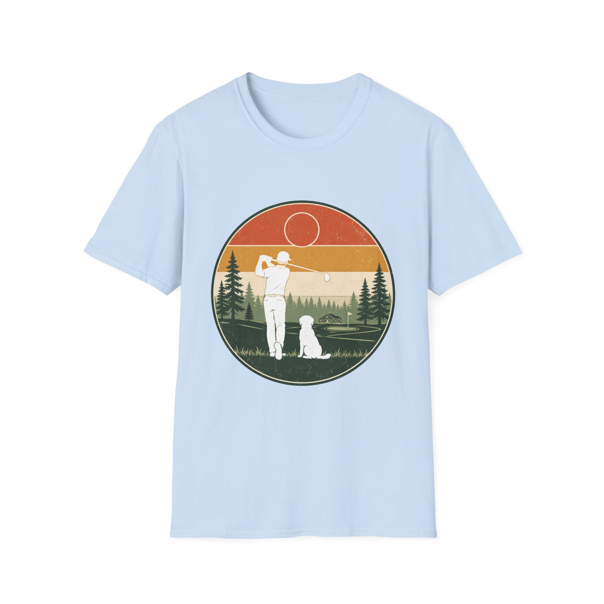 VINTAGE GOLFER DOG CLUBHOUSE SUNSET T-SHIRT