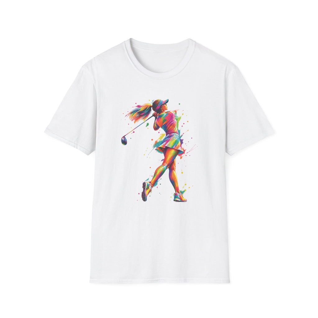 colorful paint splash woman golfer T-Shirt
