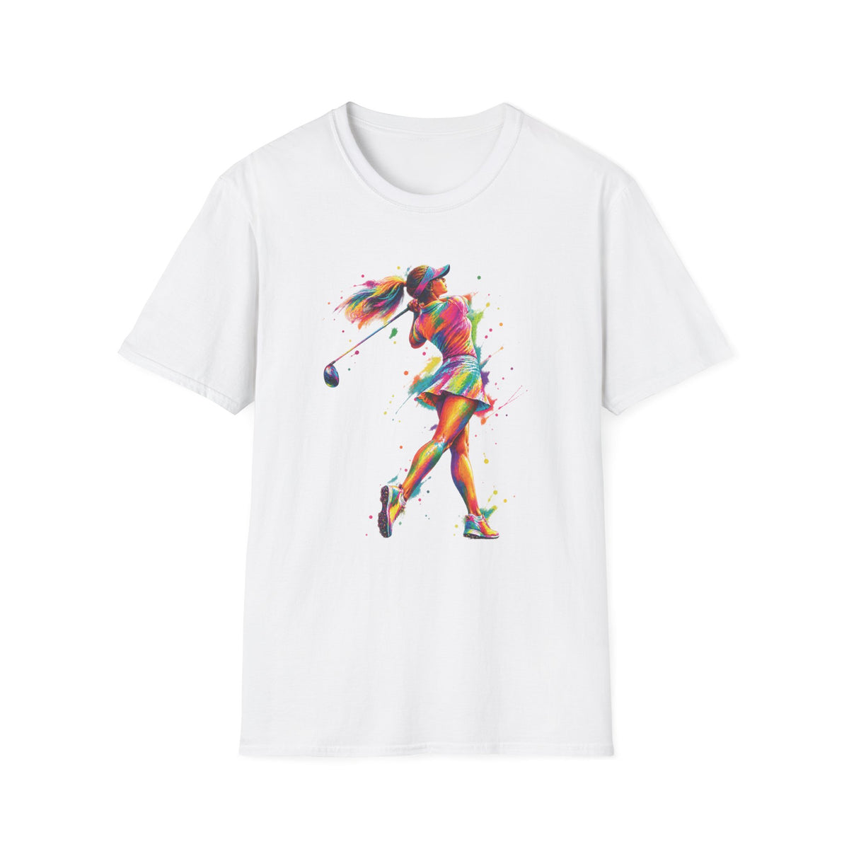 colorful paint splash woman golfer T-Shirt