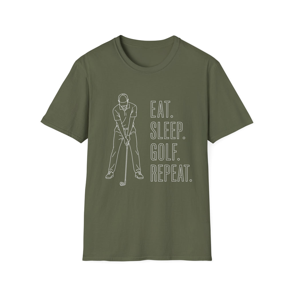 EAT SLEEP GOLF REPEAT WHITE TEXT T-Shirt