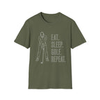 EAT SLEEP GOLF REPEAT WHITE TEXT T-Shirt