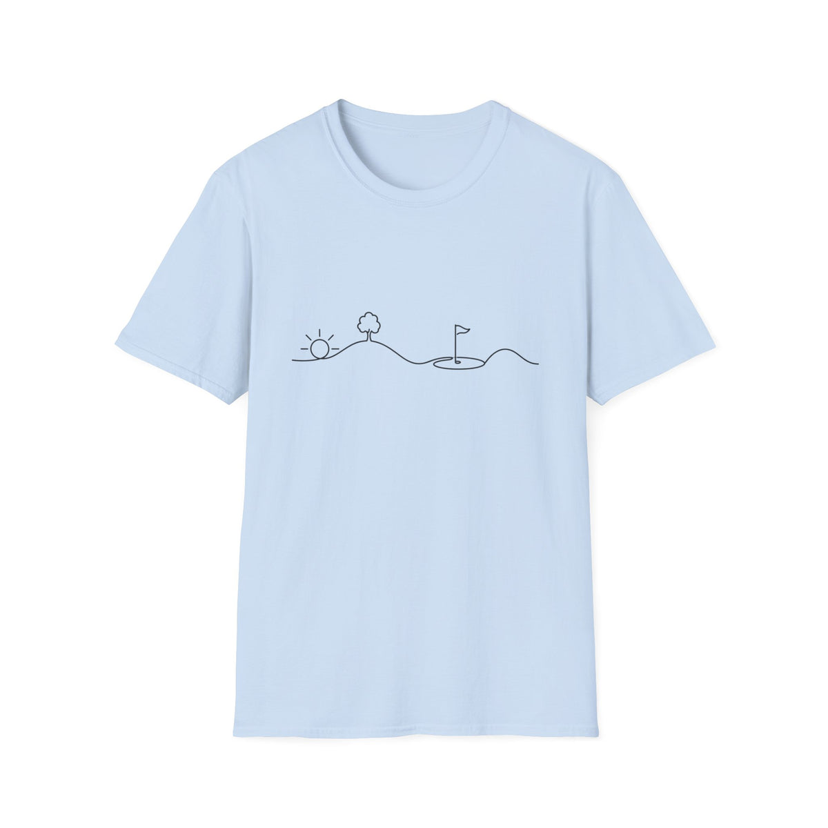 MINIMALIST GOLF COURSE SUN LINE ART T-SHIRT