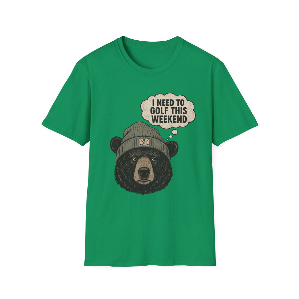 BEAR-BEANIE-GOLF-WEEKEND-THOUGHT-GRAY-73 T-SHIRT