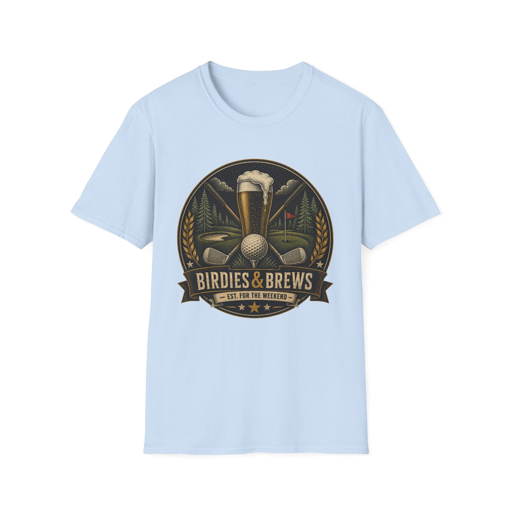 BIRDIES AND BREWS GOLF BADGE DARK 189 T-SHIRT