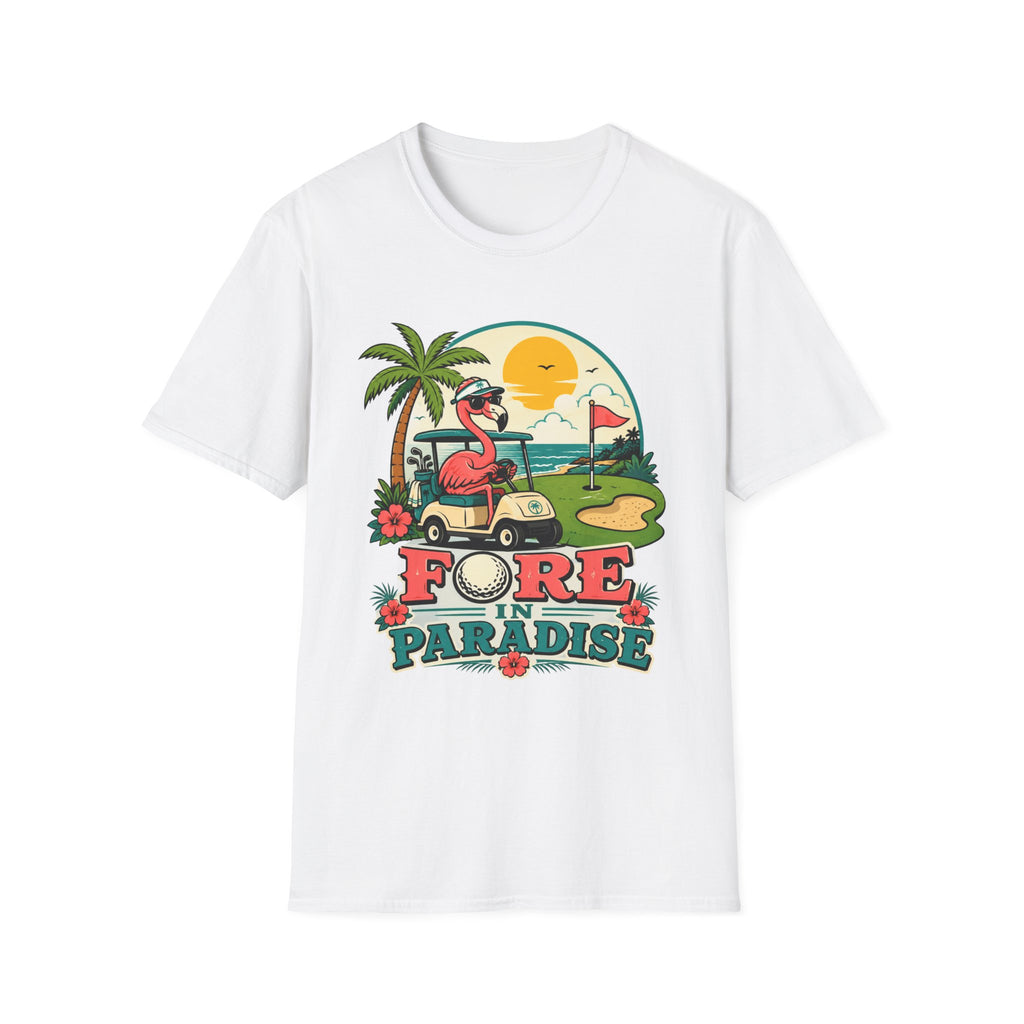 FORE IN PARADISE FLAMINGO CART 11 T-SHIRT