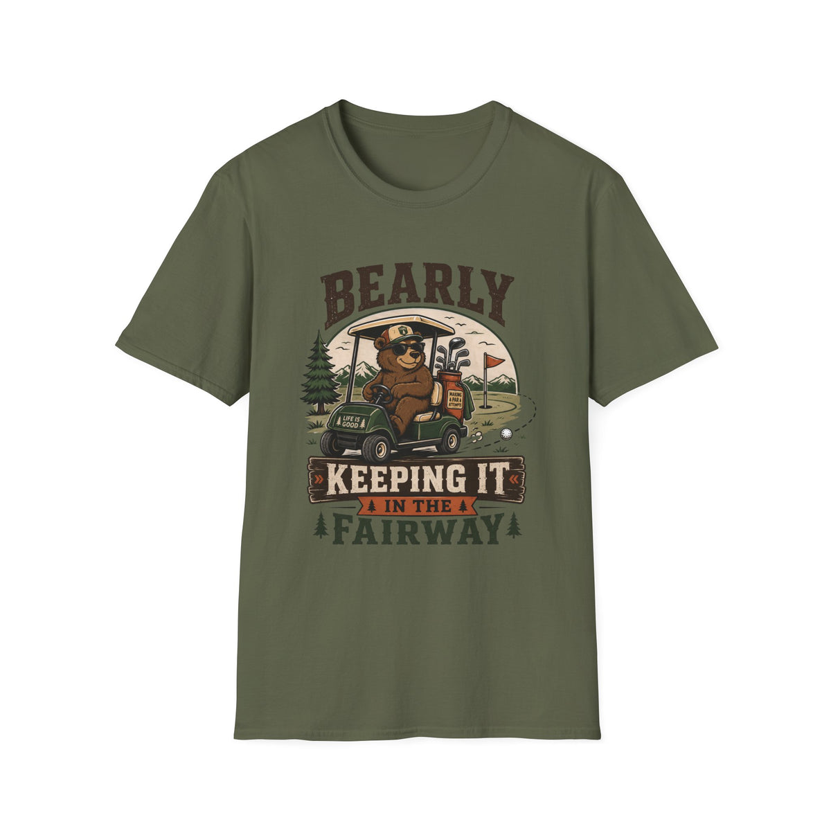 BEARLY KEEPING FAIRWAY BEAR CART 32 T-SHIRT