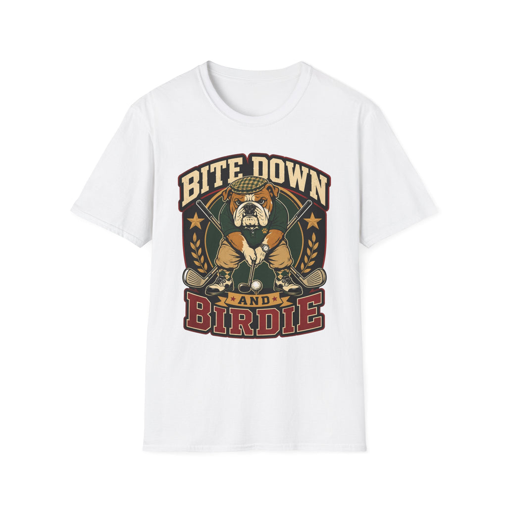 BITE DOWN BIRDIE BULLDOG GOLFER 31 T-SHIRT