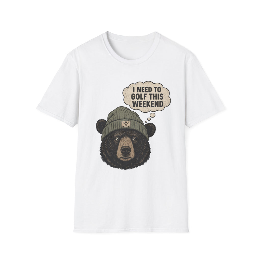 BEAR-BEANIE-GOLF-WEEKEND-THOUGHT-GRAY-73 T-SHIRT