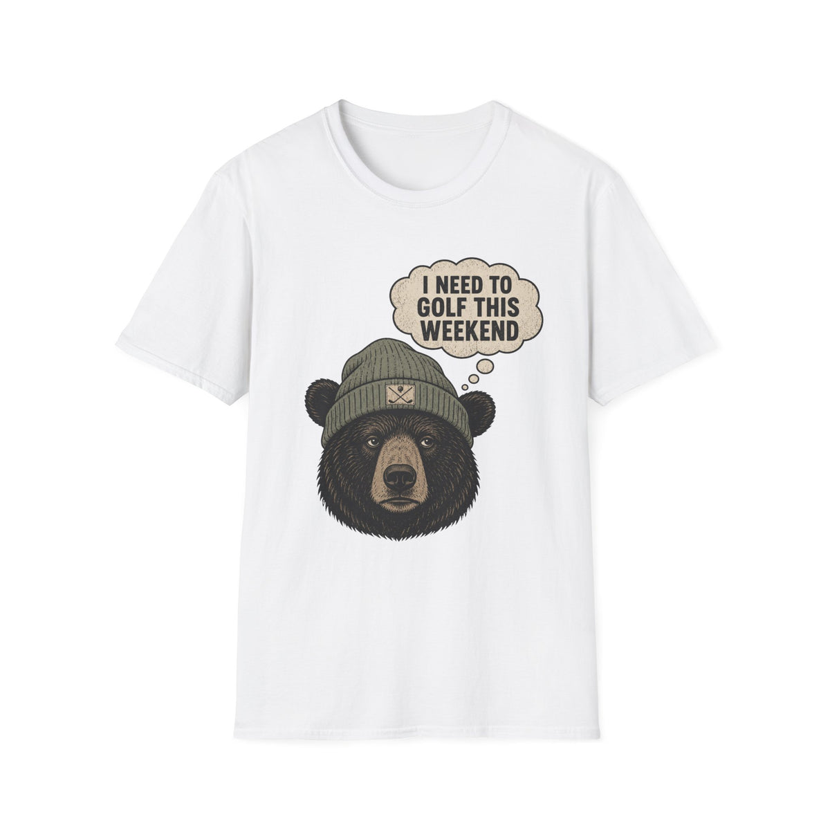 BEAR-BEANIE-GOLF-WEEKEND-THOUGHT-GRAY-73 T-SHIRT