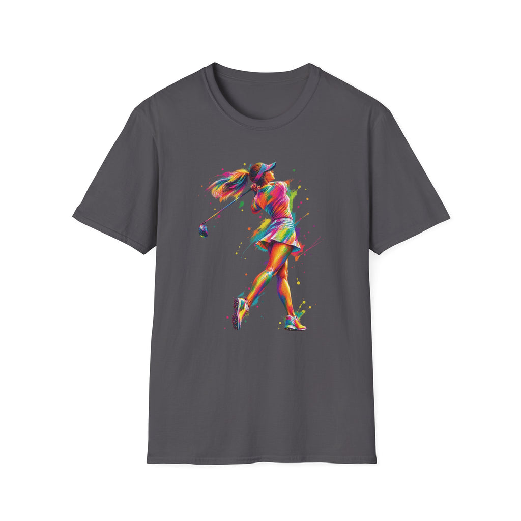 colorful paint splash woman golfer T-Shirt