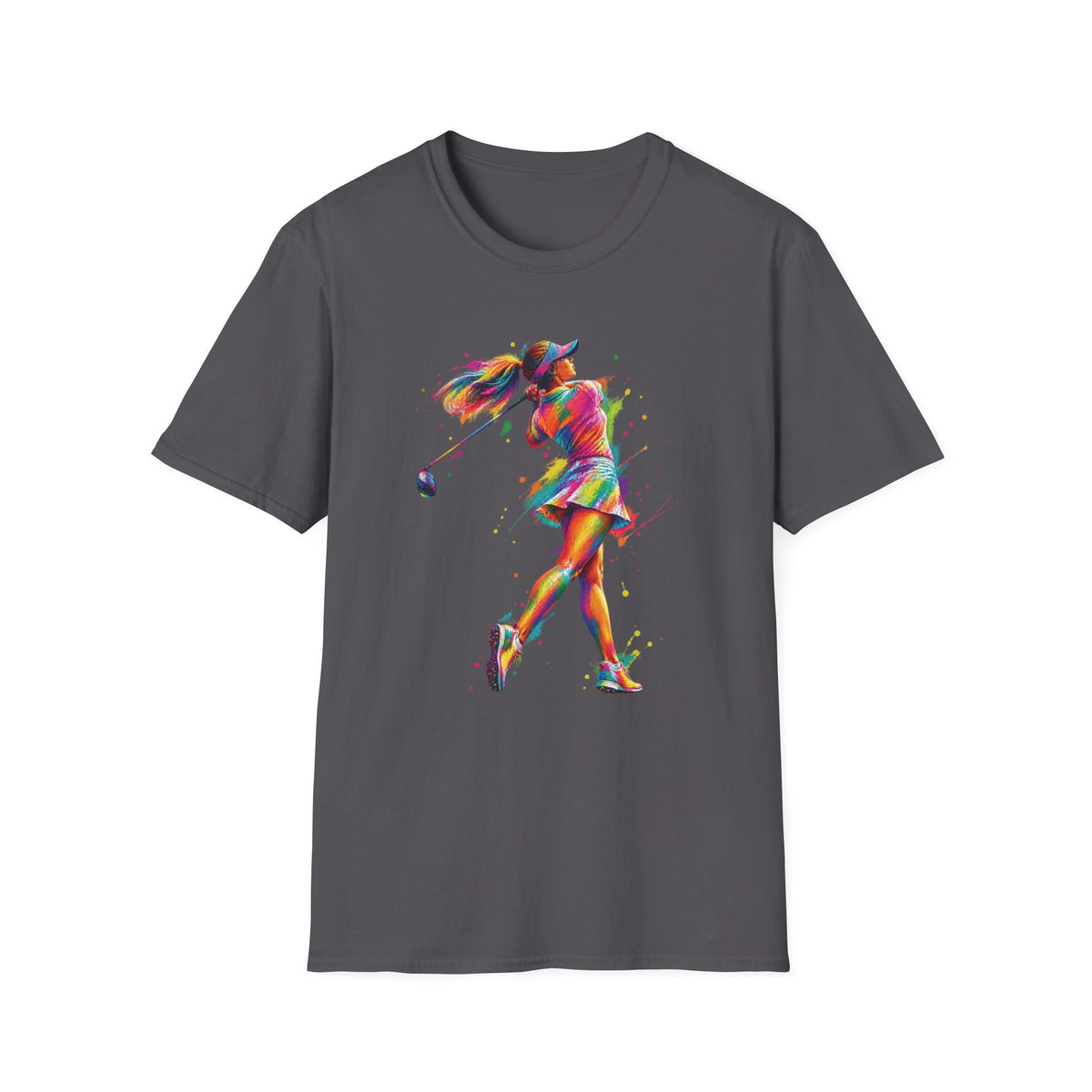 colorful paint splash woman golfer T-Shirt
