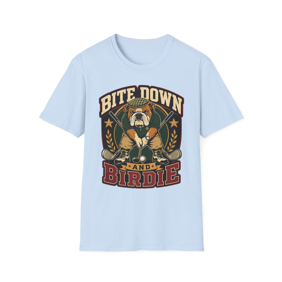 BITE DOWN BIRDIE BULLDOG GOLFER 31 T-SHIRT