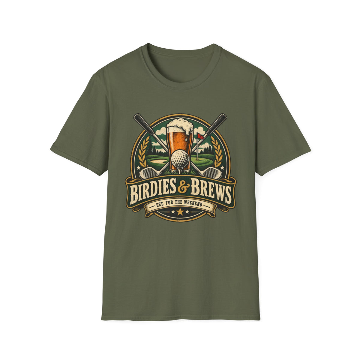 BIRDIES AND BREWS GOLF BADGE COLOR 188 T-SHIRT