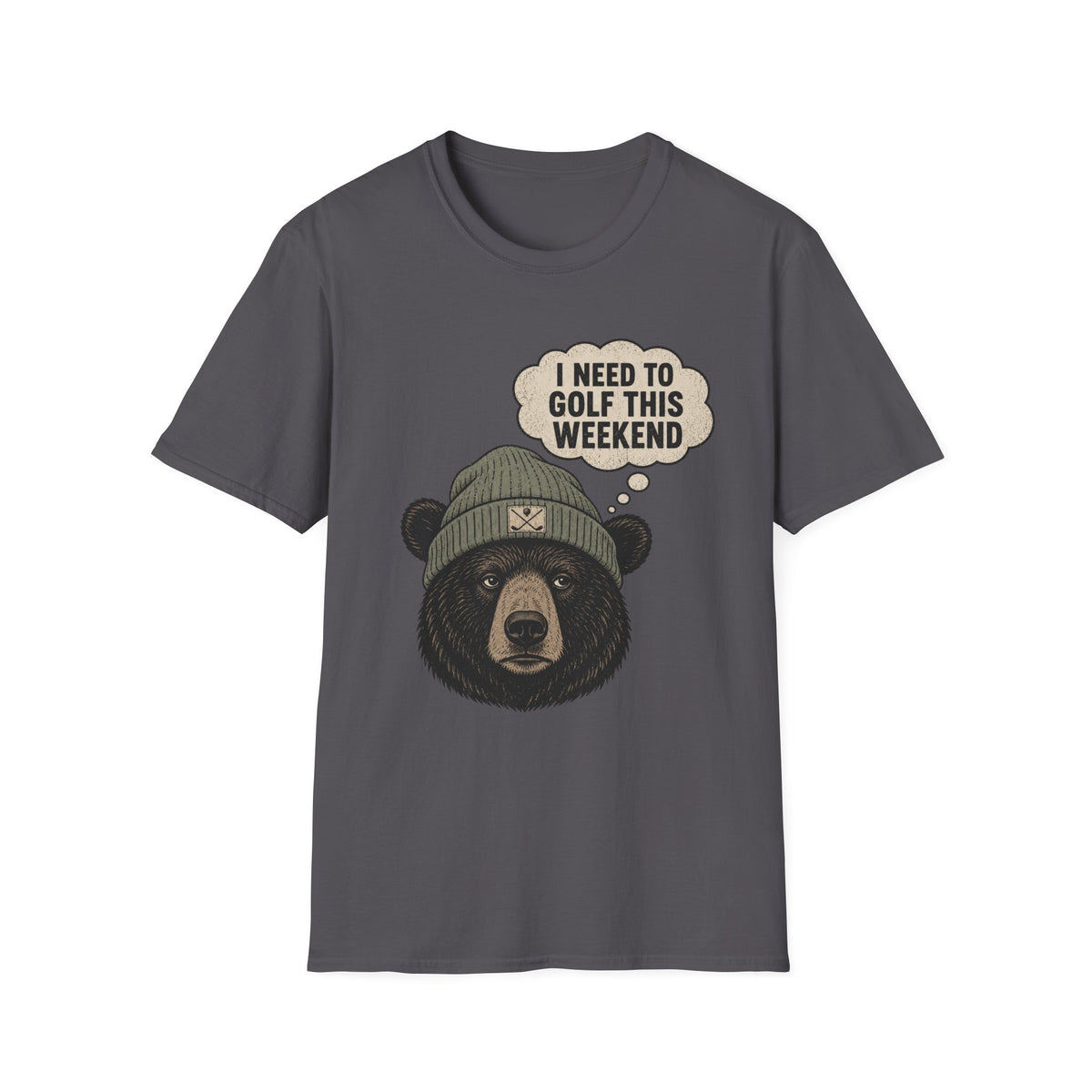 BEAR-BEANIE-GOLF-WEEKEND-THOUGHT-GRAY-73 T-SHIRT