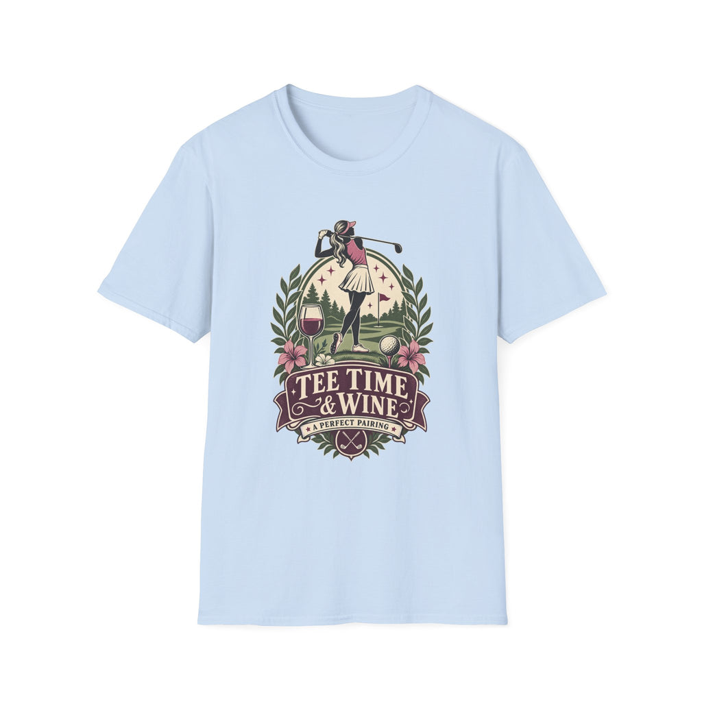 TEE TIME AND WINE GOLFER BADGE T-SHIRT