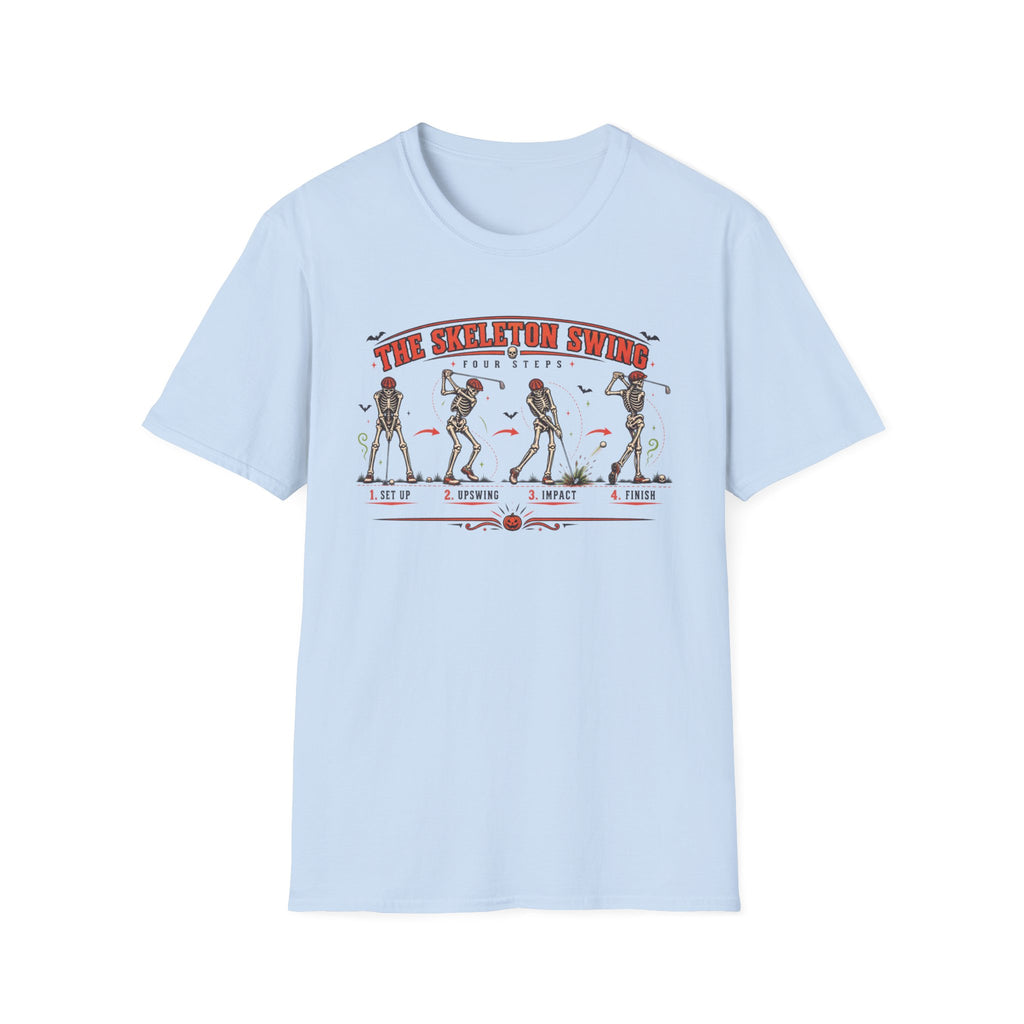 SKELETON GOLF SWING FOUR STEPS TUTORIAL T-SHIRT