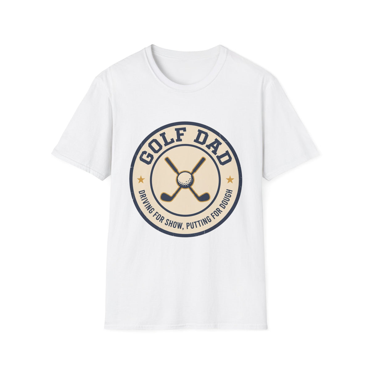 GOLF DAD CROSSED CLUBS CREAM BADGE 121 T-SHIRT