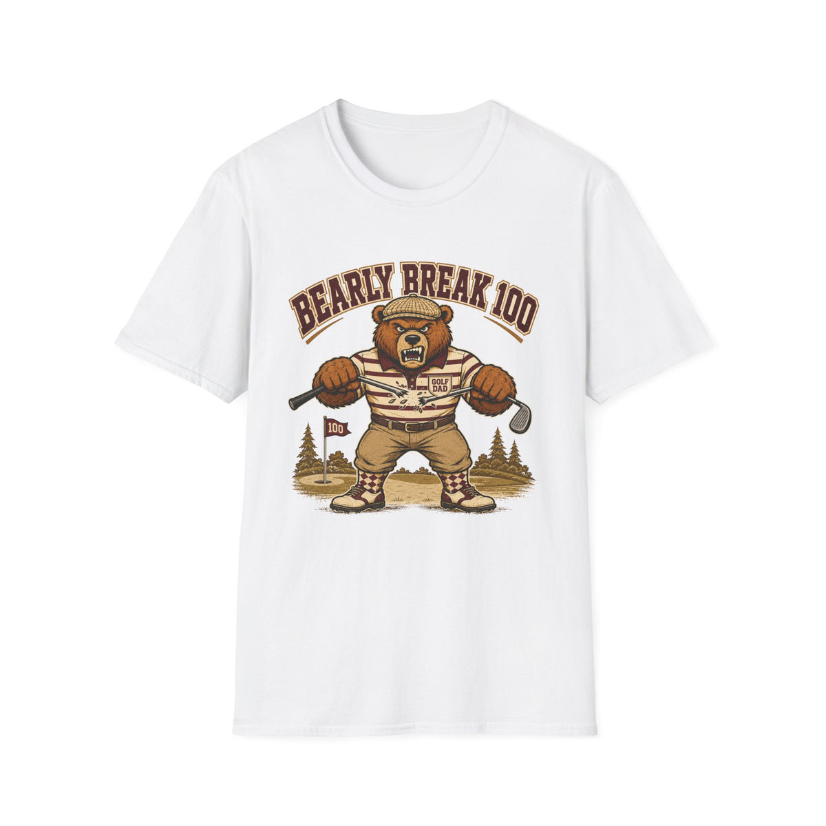 BEARLY BREAK 100 ANGRY BEAR GOLFER 165 T-SHIRT