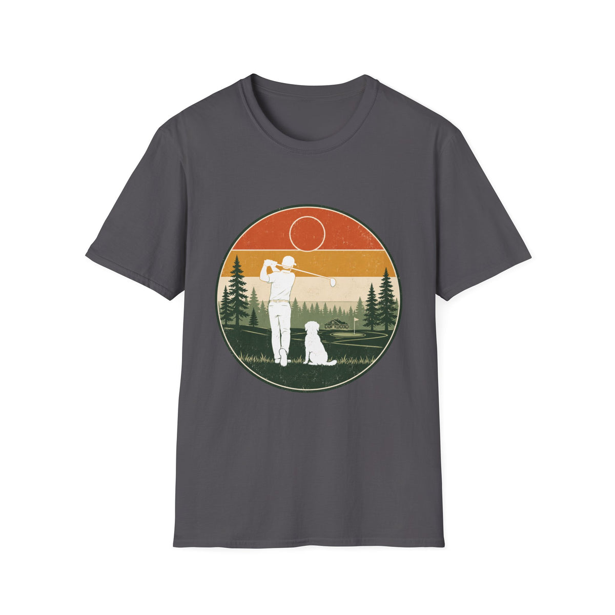 VINTAGE GOLFER DOG CLUBHOUSE SUNSET T-SHIRT