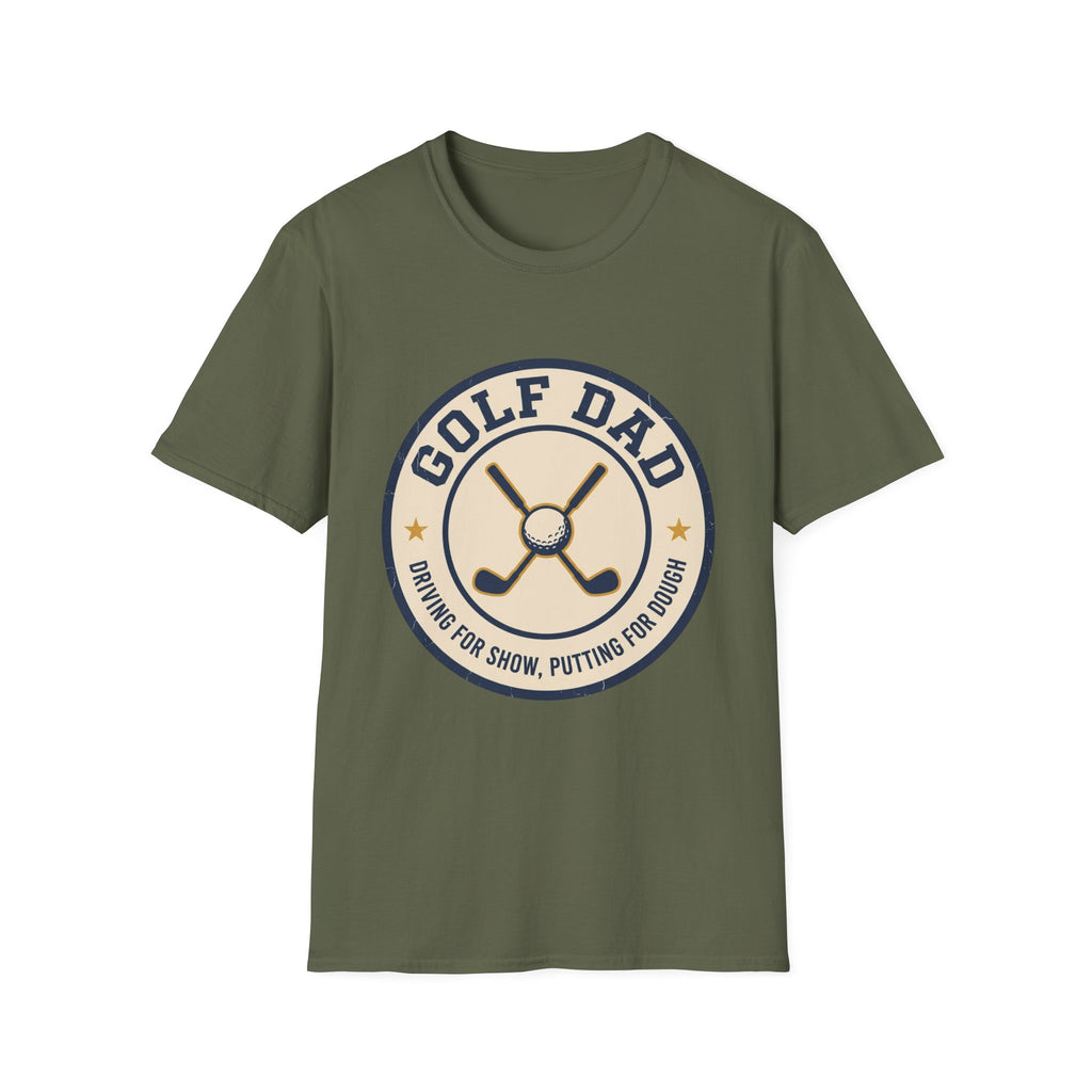 GOLF DAD CROSSED CLUBS CREAM BADGE 121 T-SHIRT