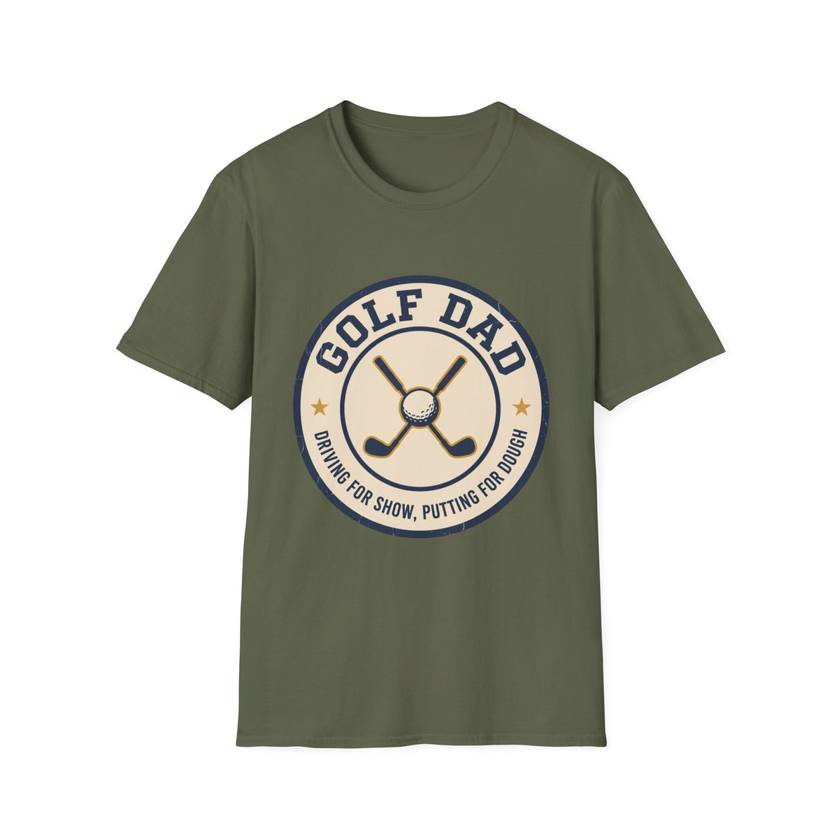 GOLF DAD CROSSED CLUBS CREAM BADGE 121 T-SHIRT