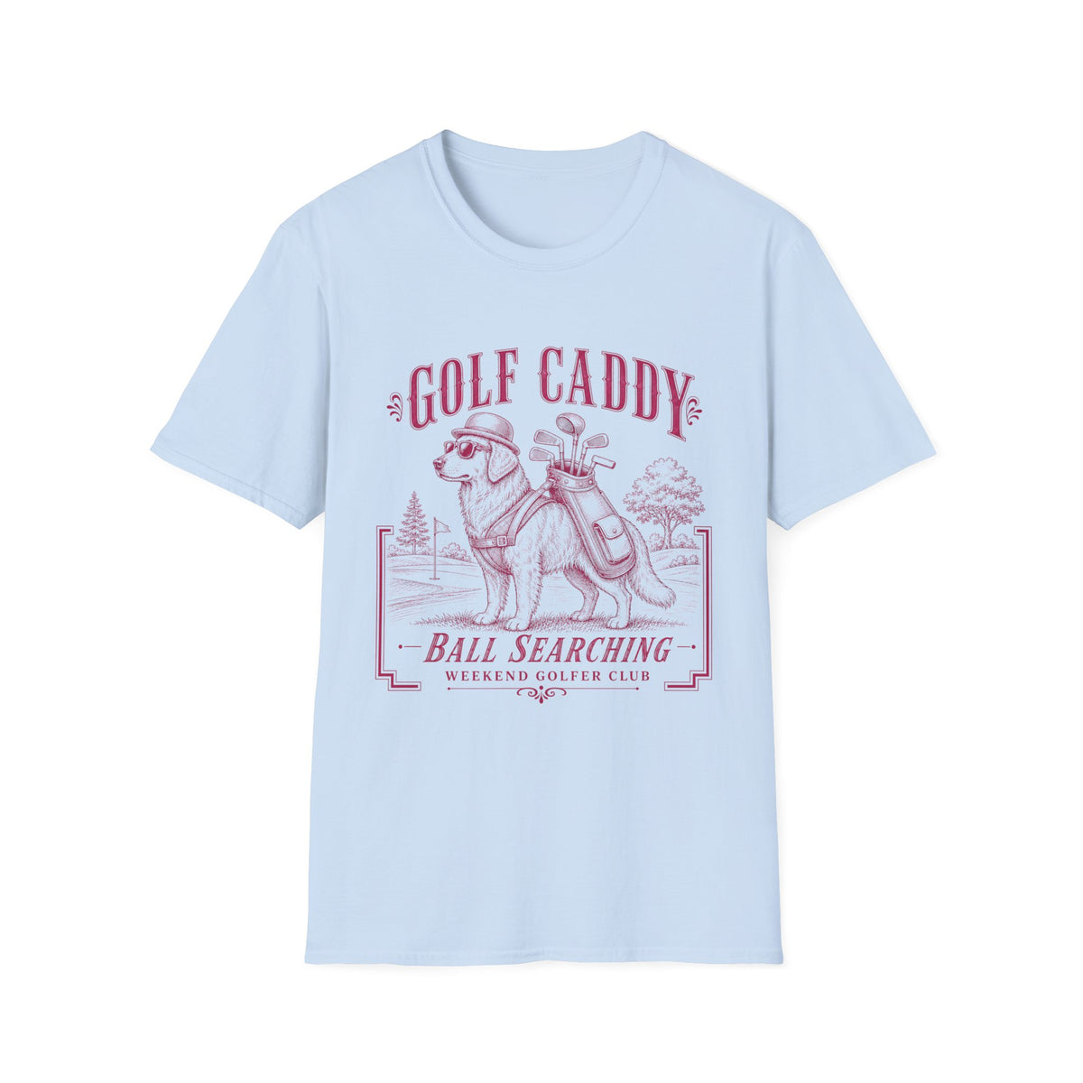 GOLF CADDY GOLDEN RETRIEVER BOWLER HAT PINK 63 T-SHIRT