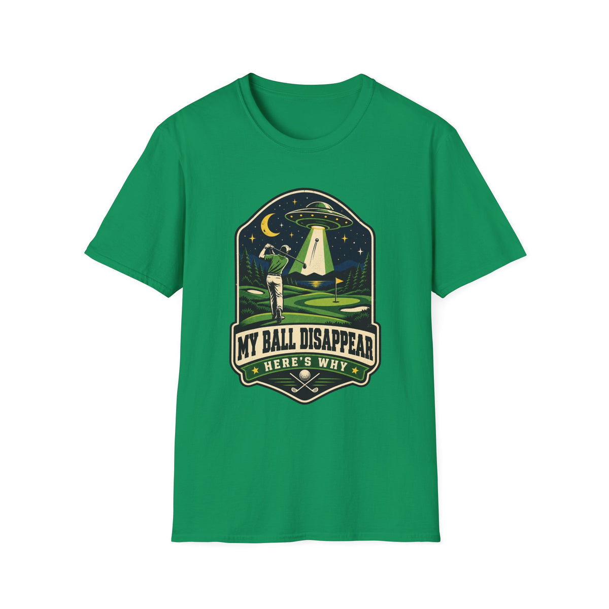 MY BALL DISAPPEARED UFO BADGE T-SHIRT