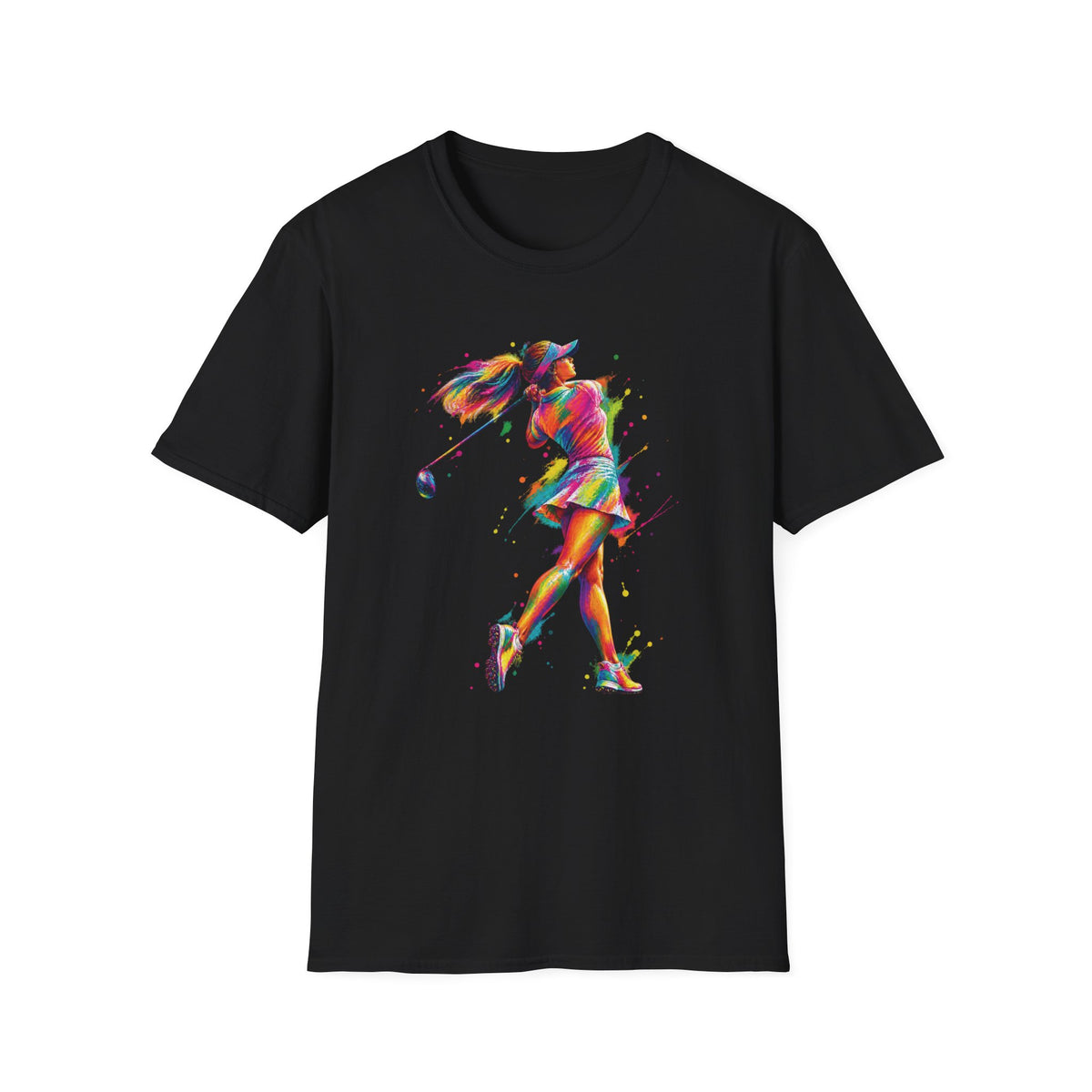 colorful paint splash woman golfer T-Shirt