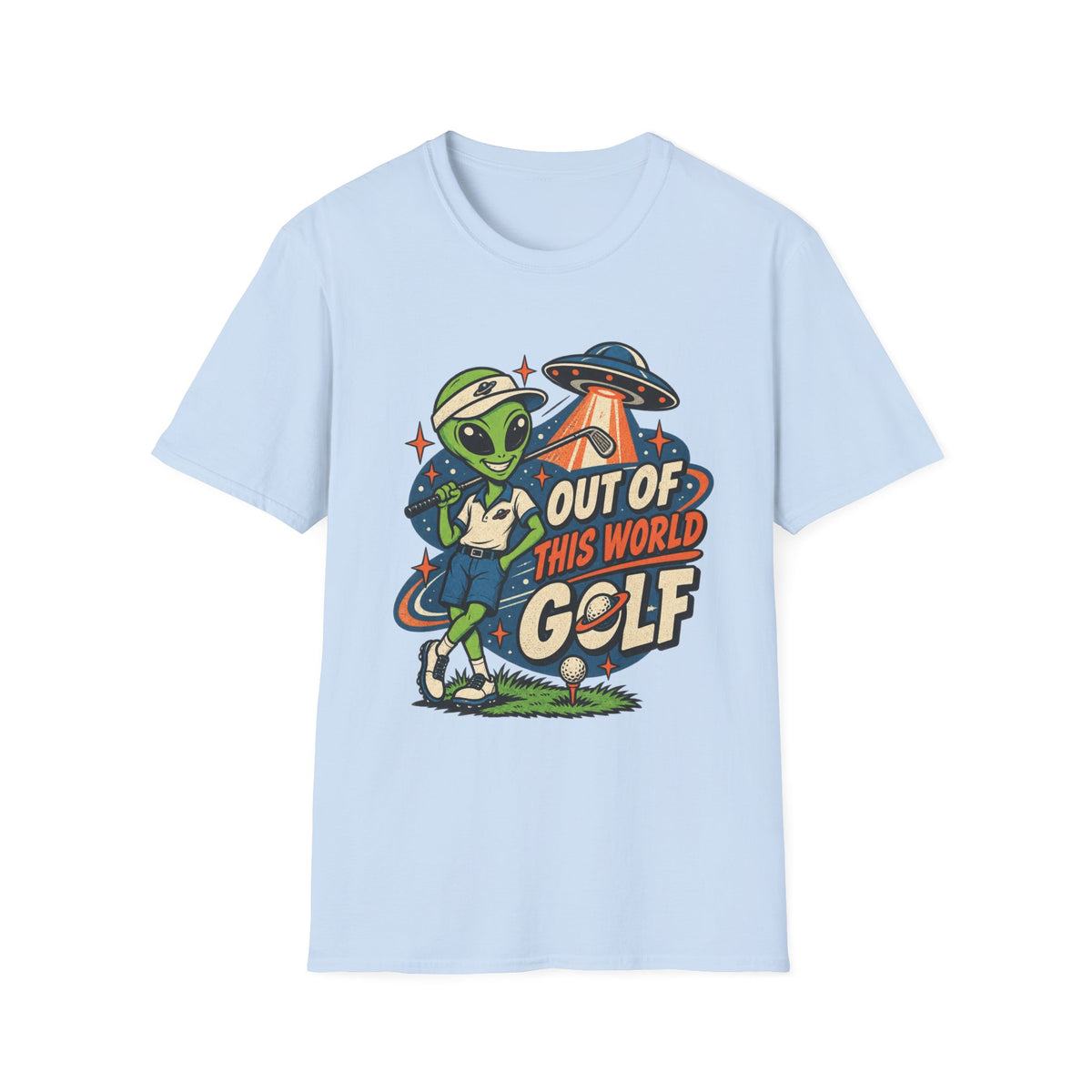 OUT OF THIS WORLD GOLF ALIEN T-SHIRT