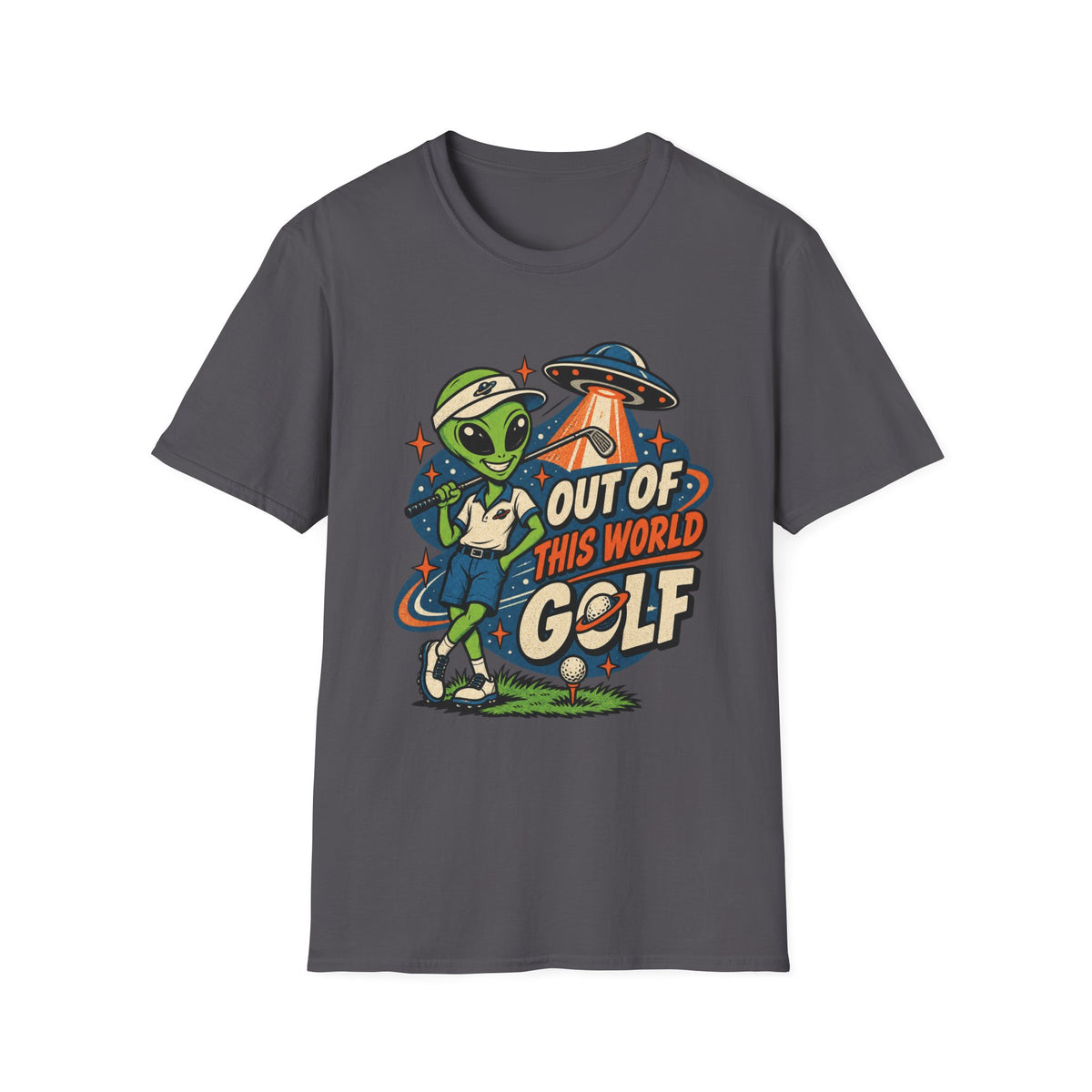 OUT OF THIS WORLD GOLF ALIEN T-SHIRT