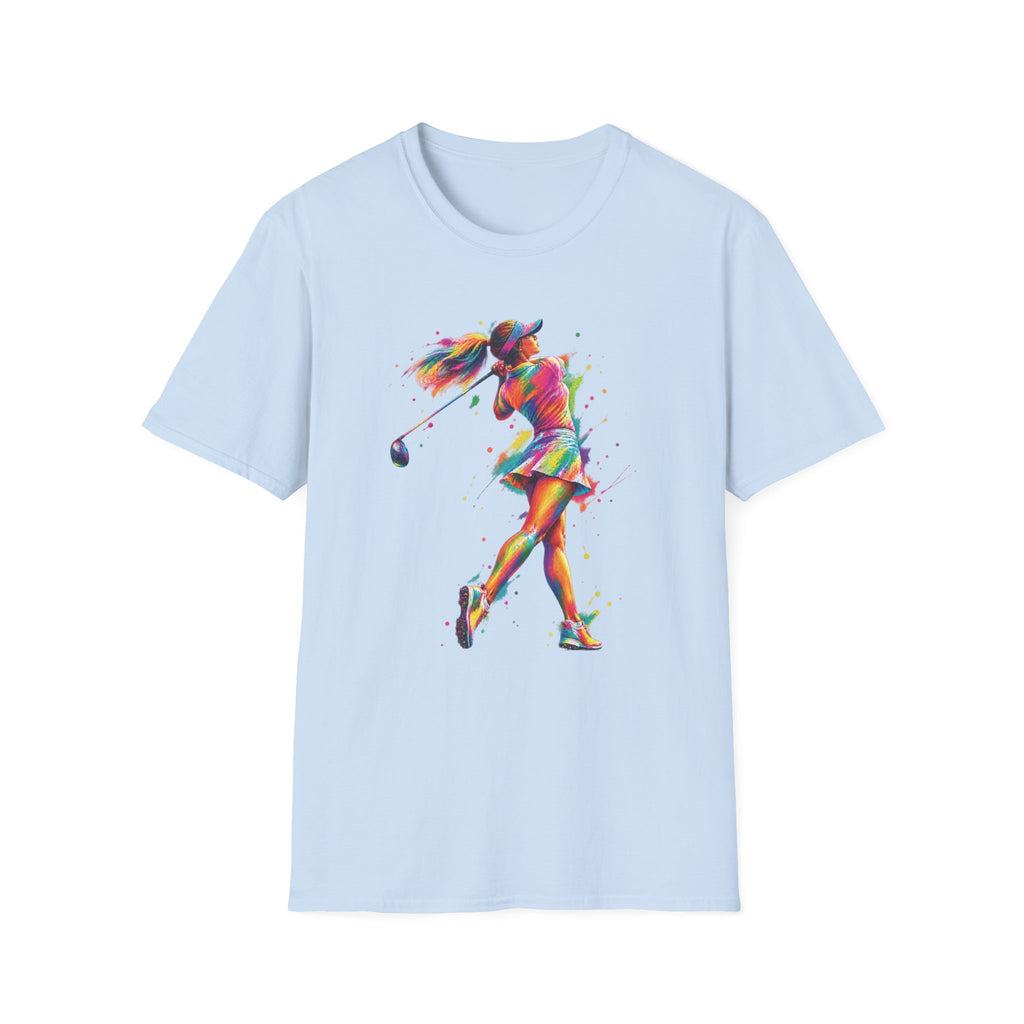 colorful paint splash woman golfer T-Shirt