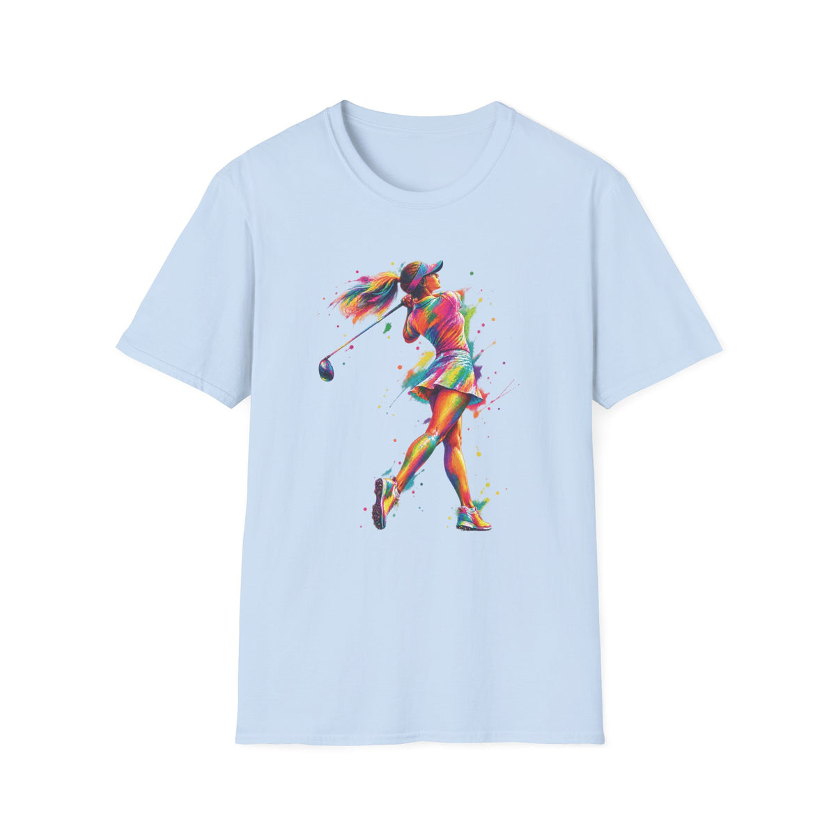colorful paint splash woman golfer T-Shirt