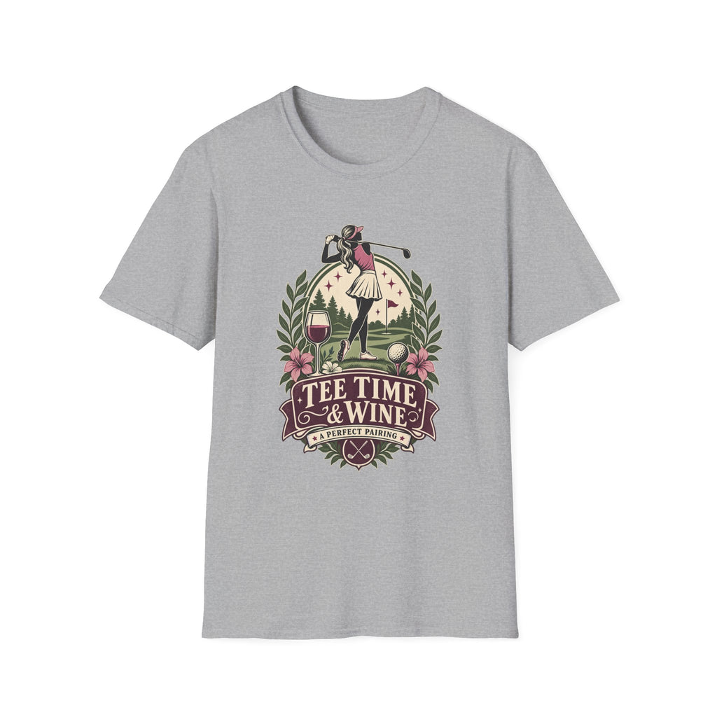 TEE TIME AND WINE GOLFER BADGE T-SHIRT