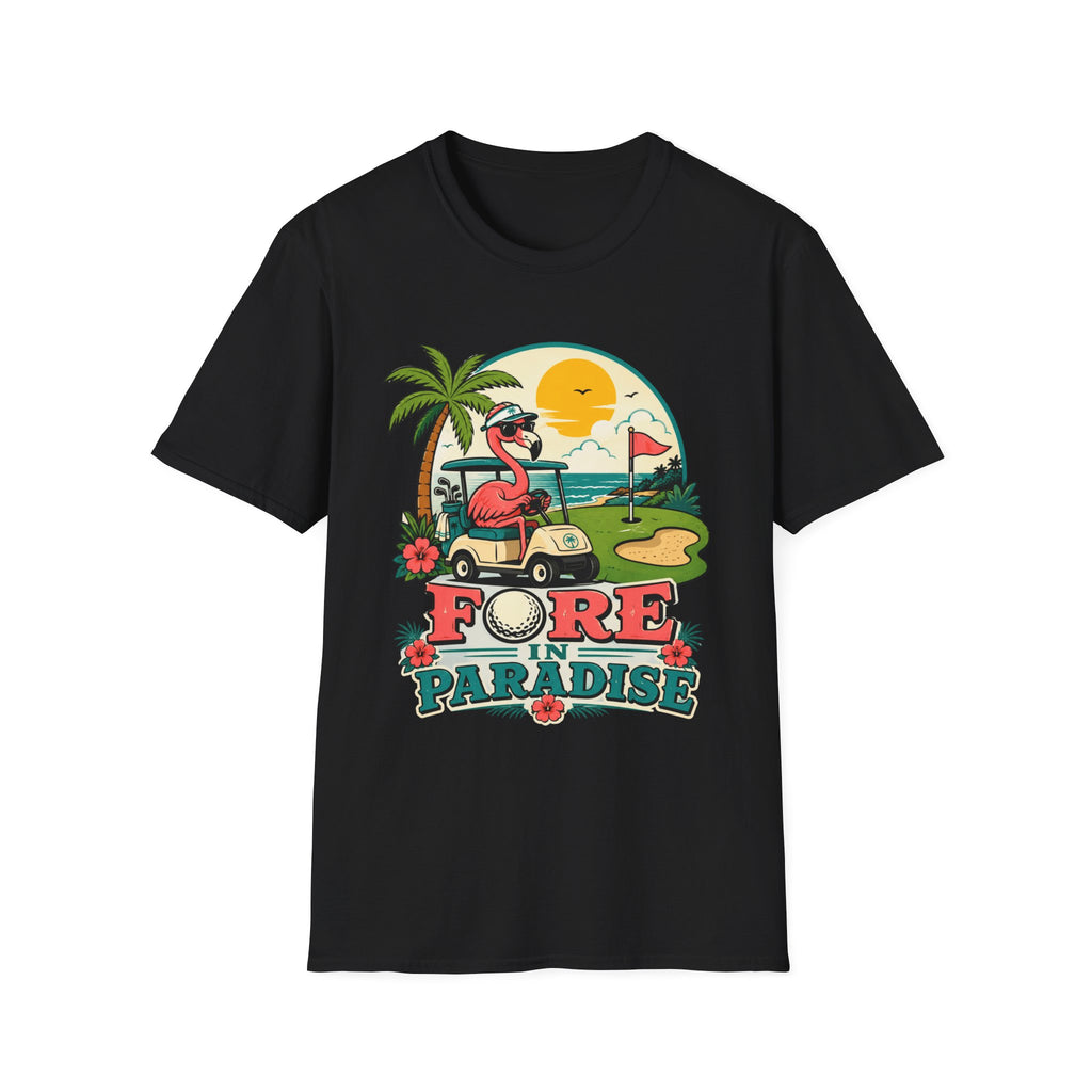 FORE IN PARADISE FLAMINGO CART 11 T-SHIRT