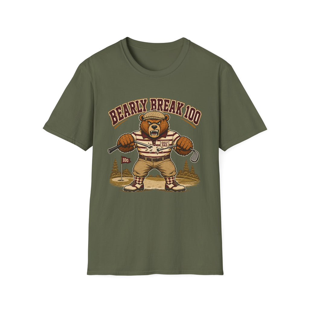 BEARLY BREAK 100 ANGRY BEAR GOLFER 165 T-SHIRT