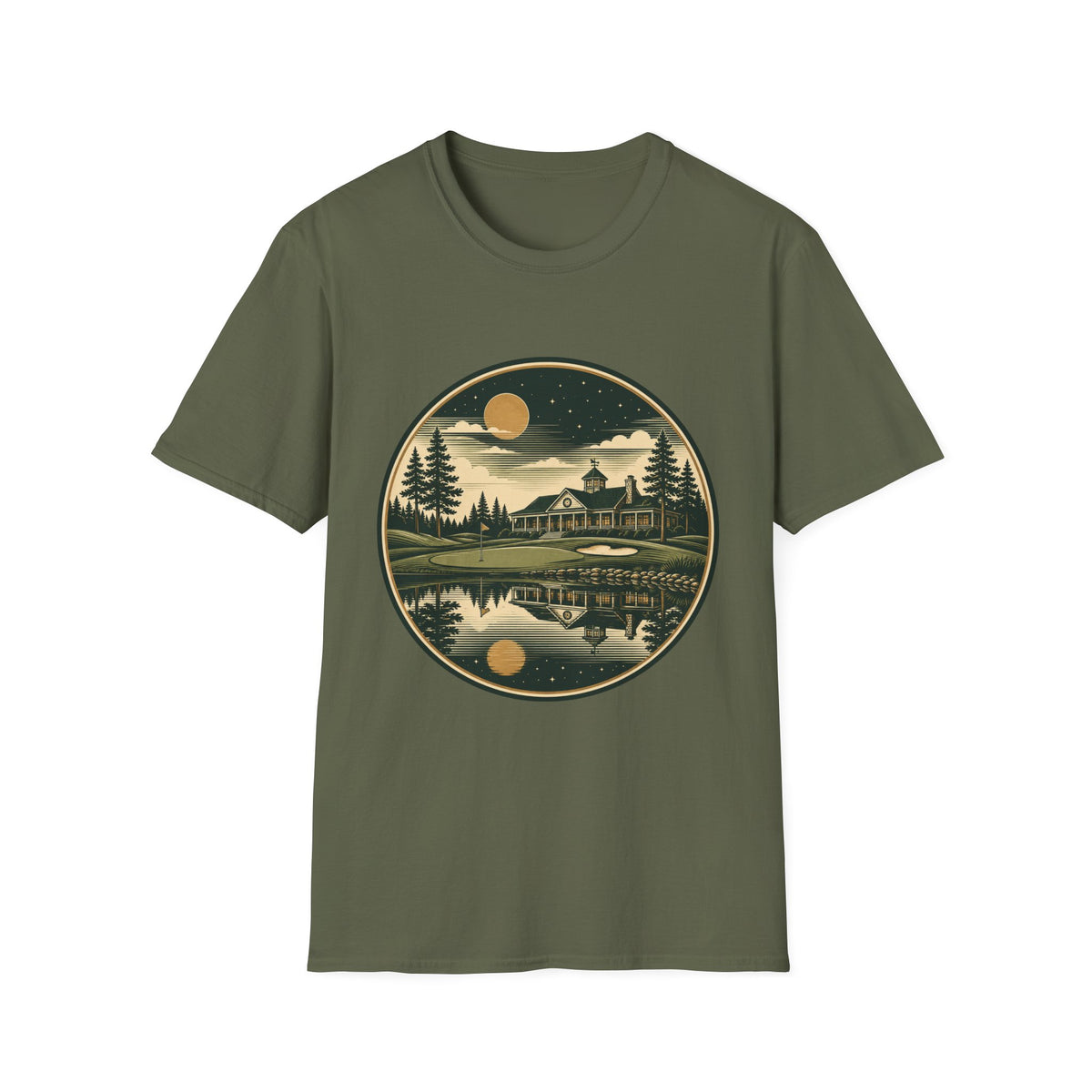 GOLF CLUBHOUSE LAKE REFLECTION BADGE 186 T-SHIRT