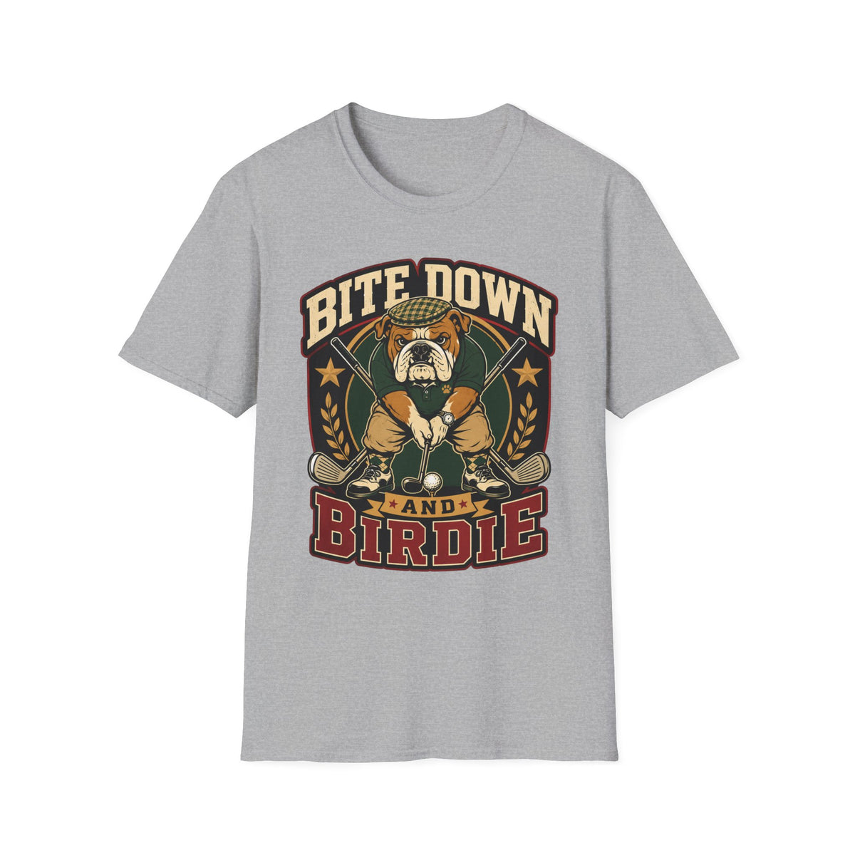BITE DOWN BIRDIE BULLDOG GOLFER 31 T-SHIRT